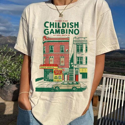 ChiIdish Gambin0 Graphic Tee, Vintage Hip Hop Clothing, Fan Merch, Unisex Short Sleeve Tee Shirt, Casual Clothing