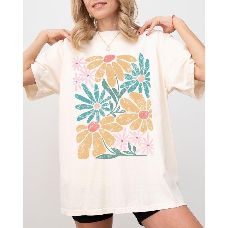 Chic, Gorgeous Abstract Flowers, Boho Floral Design, Summer Vibes, Gardening, Festival, Nature Shirt, Women's Comfort Color Tee, Tshirt