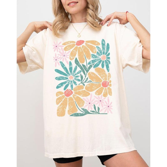 Chic, Gorgeous Abstract Flowers, Boho Floral Design, Summer Vibes, Gardening, Festival, Nature Shirt, Women's Comfort Color Tee, Tshirt