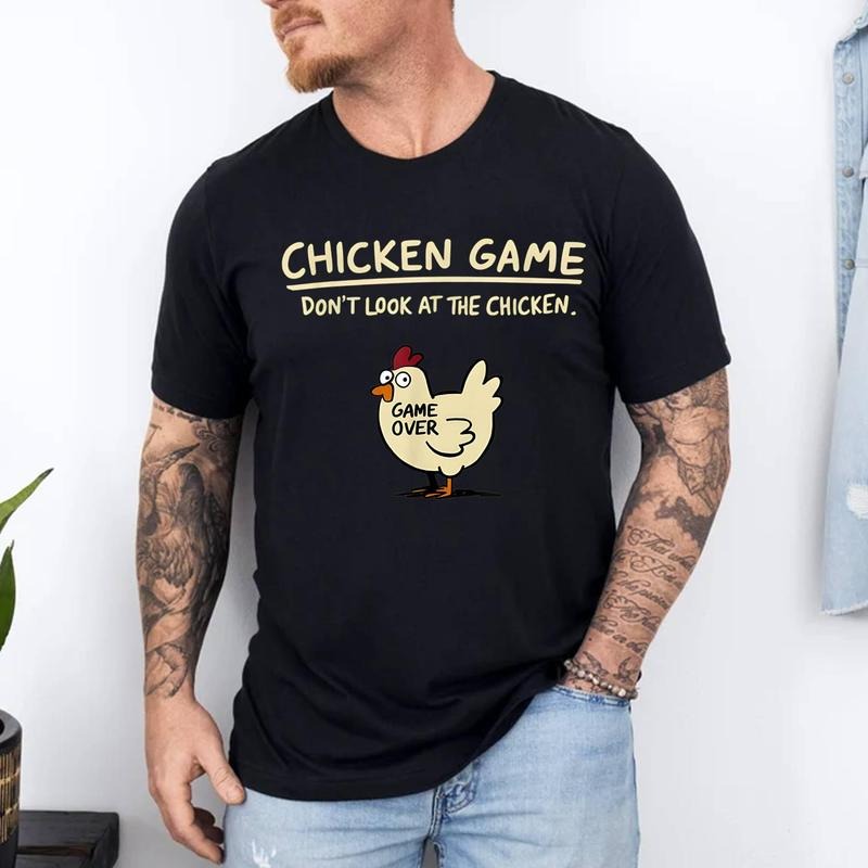 Chicken Game Don't Look At The Chicken Funny Chicken T-Shirt | 100% Cotton Tee, Top Menswear
