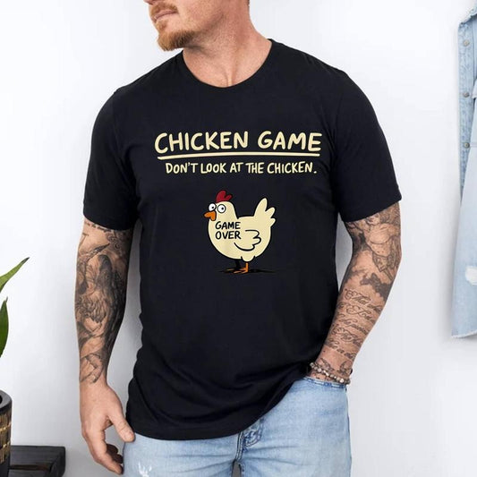 Chicken Game Don't Look At The Chicken Funny Chicken T-Shirt | 100% Cotton Tee, Top Menswear