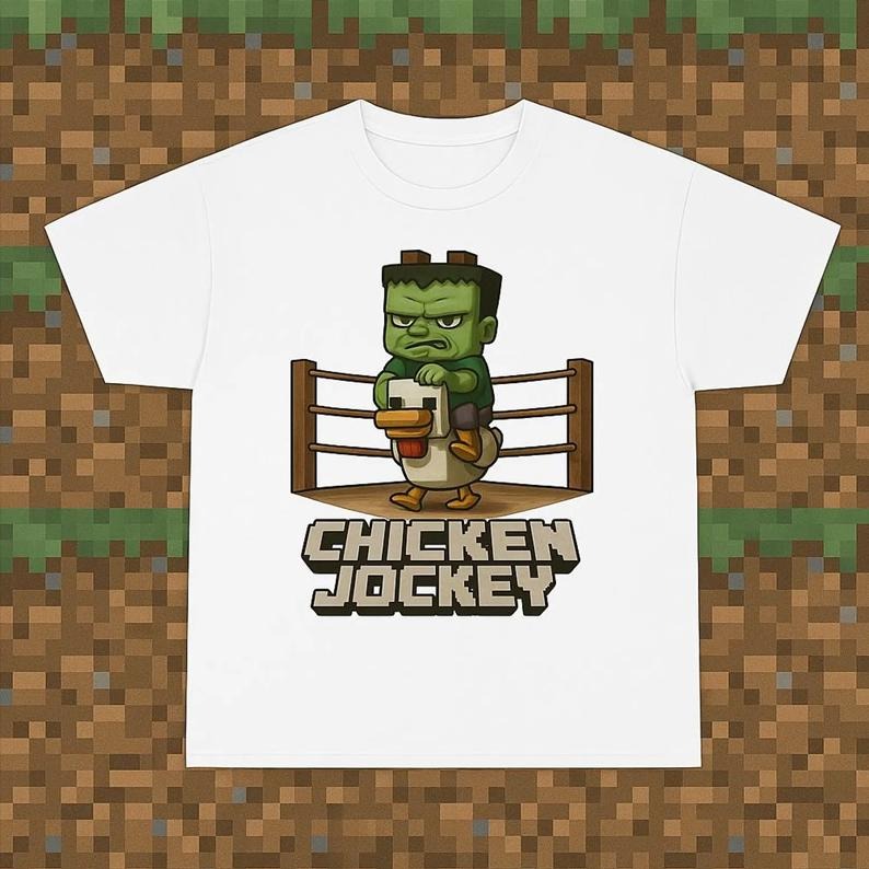 Chicken Jockey Tee, Fun Gift for Gamers, Casual Wear, Unisex Heavy Cotton Tee