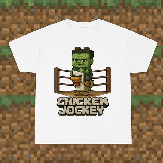 Chicken Jockey Tee, Fun Gift for Gamers, Casual Wear, Unisex Heavy Cotton Tee