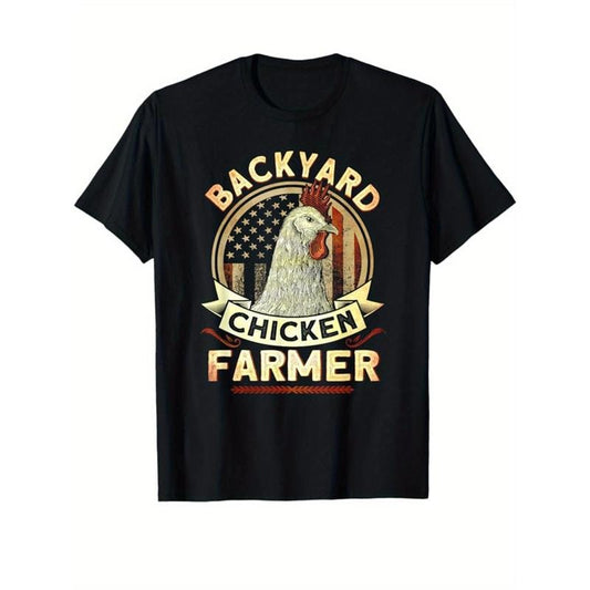 Chicken Print Men's Cotton T-shirt, Casual Short Sleeve Crew Neck T-shirt, Men's Tee For Outdoor made in usastyle{n002}6