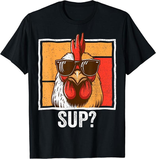 Chicken Sunglasses Animal Farm Funny For Farmer Men Women T-Shirt | Unisex Cotton Tee Gift, Crewneck, Short Sleeve