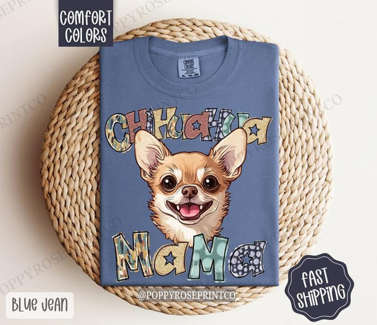Chihuahua Mama Comfort Colors, Dog Mom Tee, Cute Mama Women's Tshirt