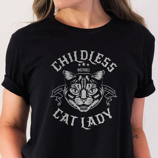 Childless Cat Lady shirt, Rocker Tee, Vote 2024, Feminist Voting Shirt, Gifts For Boyfriend and Girlfriend T-Shirt