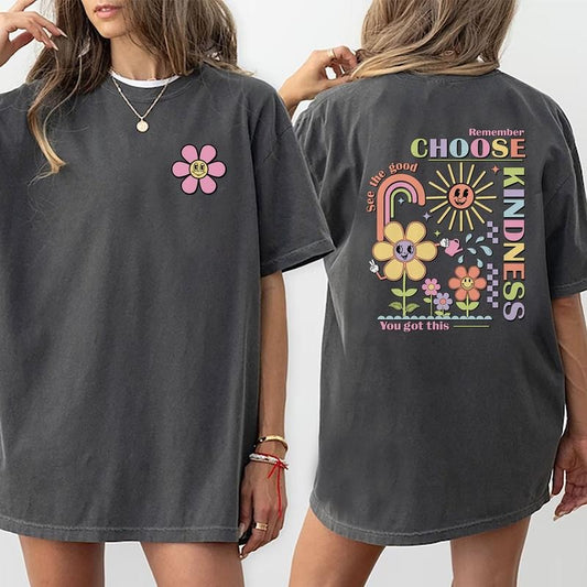 Choose Kindness Shirt, Self Love Shirts, Positive Quote Comfort T-shirt For Women, Inspirational Graphic Printed Cotton Fabric Shirts For Daily Wear, Motivation Gifts, Gift for Her, Womenswear Chic Style Relaxed Fit Tops