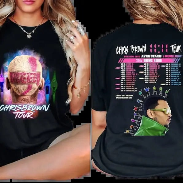 "Chr1s Br0wn Shirt, Chr1s Br0wn 11 11 Tour 2024 T-Shirt, Chr1s Br0wn Fan Shirt, Chris Brown 2024 Concert T-Shirt, Chr1s Br0wn Tour Merch T-Shirt " Top Womenswear