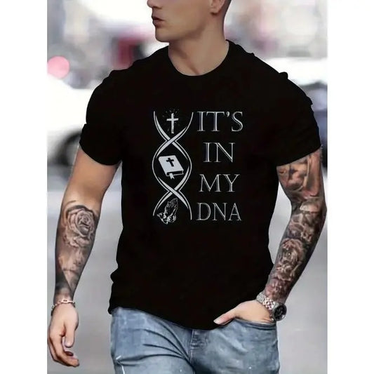 Christ is in my DNA, niche design print, high-quality breathable material, sweat absorption, skin friendly, everyday men's T-shirt Made in USA