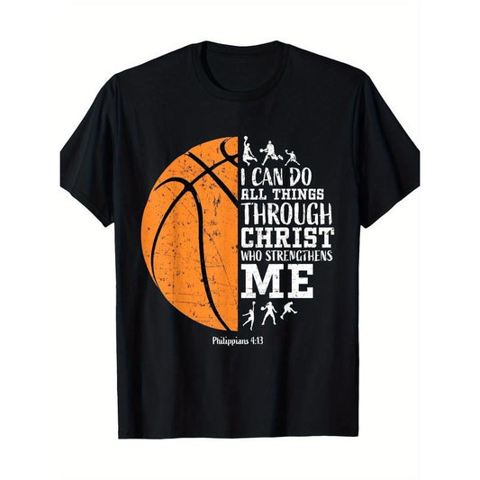 Christian Basketball Shirt, Men's, Religious Gift 100% CottonT-shirt made in usa
