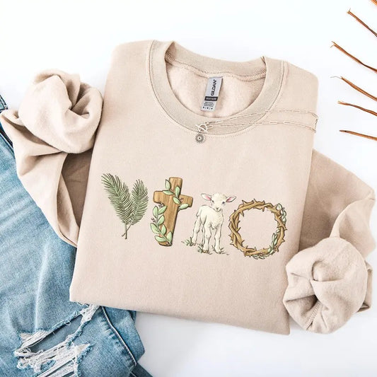 Christian Easter, Religious, Faith, Gospel, Easter, Bunny, Jesus, Rabbit, Holiday Sweatshirt, Crew Neck, Women's, Crewneck