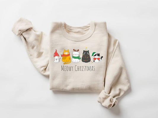 Christmas Black Cat Sweatshirt, Black Cat Christmas Shirt, Kitten Christmas Shirt, Cat Lover Gift, Cat Mom Sweater,Xmas Gift, Holiday Hoodie