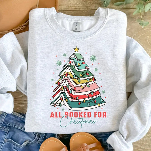 Christmas Books Shirt, Unisex Bookish Shirt for Teachers, Librarian Gift Shirt, Loose Fit Pullover - Fabric
