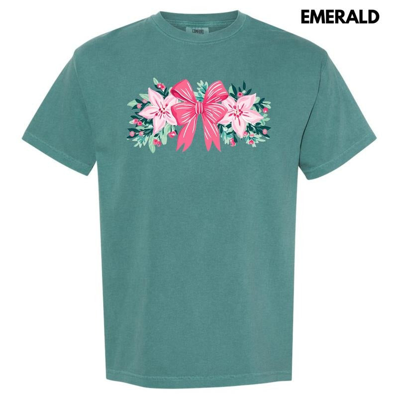 Christmas Bow Garland Comfort Colors T-Shirt 'NLB'