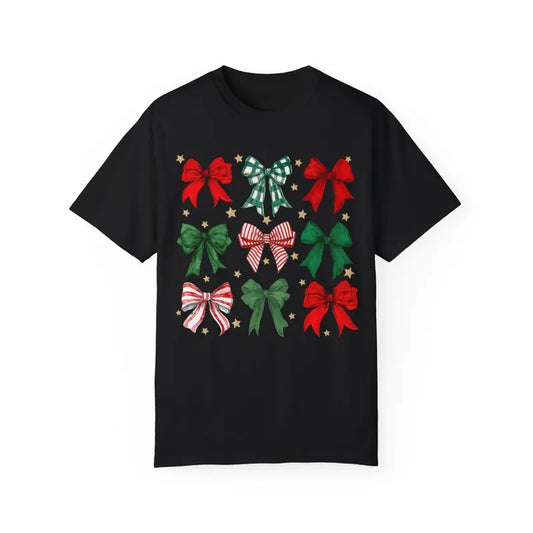 Christmas Bows 4X Shirt Comfort Colors Holiday Tshirt, Women's Holiday Tee