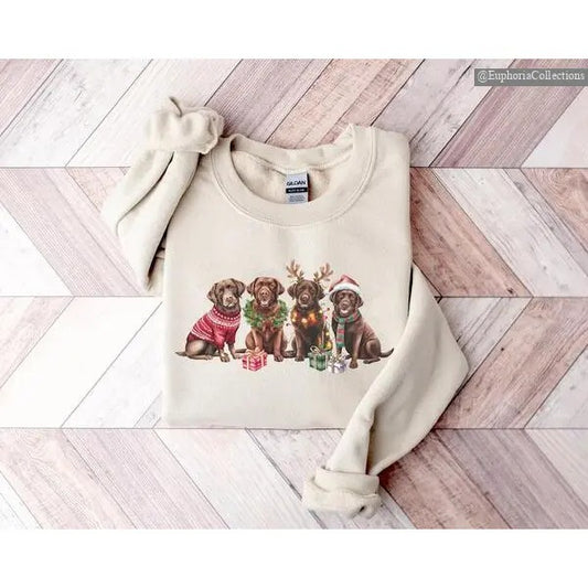 Christmas Brown Labrador Dog Pets Sweatshirt, Hoodie, T-Shirt, Xmas Chocolate Lab Shirt, Dog Mom Lover Gift, Funny Holiday Shirt , Global Trending Outfits