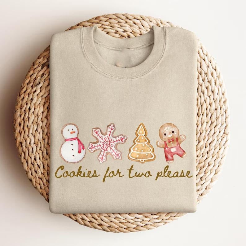 Christmas Cookies For Two Sweatshirt Christmas Maternity Sweater Christmas Pregnancy Reveal Shirt Cute Holiday Pregnancy Announcement Gift