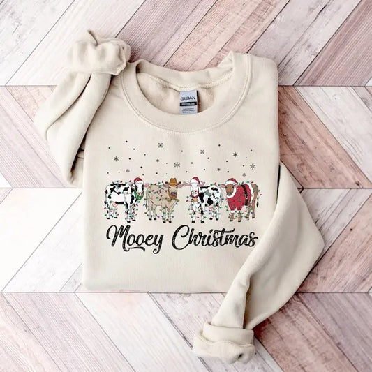 Christmas Cow Sweatshirt, Cow Lover Gift, Funny Christmas Shirt, Holiday Sweater, Farm Christmas Shirt, Womens Cow Shirt, Christmas  T-shirt, sweater and Hoodie