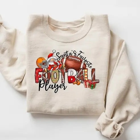 Christmas Football Sweatshirt, Football Santa Sweater, Christmas Sports Lover Gifts, Christmas Crewneck, Football Sport Sweatshirt