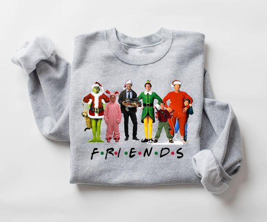 Christmas Friends Sweatshirt, Christmas Movies Characters Sweatshirt, Friends Christmas Sweater, Christmas Movie Shirt, Xmas Christmas Shirt, Winter Christmas, Xmas Holiday Shirt