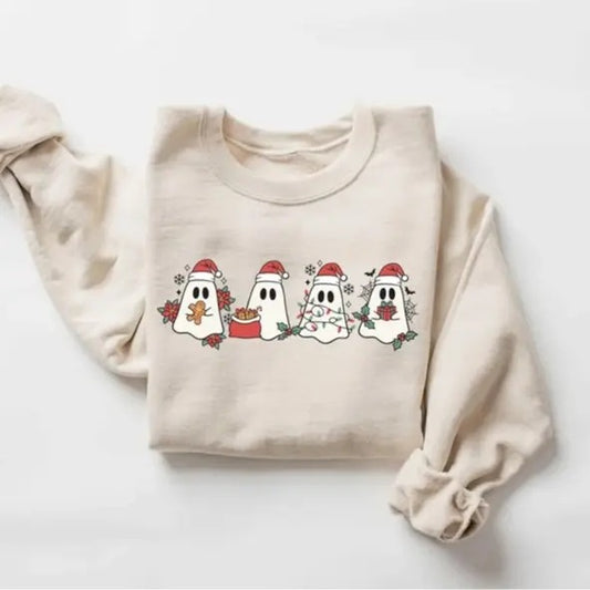 Christmas Ghost Sweater, Cute Christmas Shirt, Ghost Santa Shirt, Christmass Party Tee, Merry Christmas Tee, Xmas Holiday Shirt, Tee Print