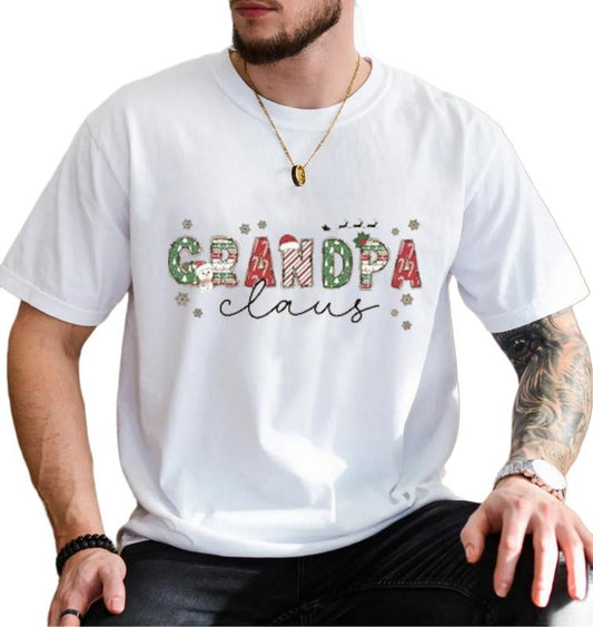 Christmas Grandpa T Shirt, Christmas Gift For Grandfather, Papa Claus Shirt, Family Xmas Tee, Poppy Shirt, Unisex Short Sleeve Tee, Crewneck Top