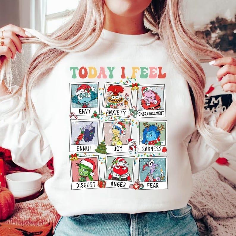 Christmas Inside Out Today I Feel Shirt, Inside Out Shirt, Mental Health Shirt, Emotion Team Tee, Family Vacation Matching, Christmas Light