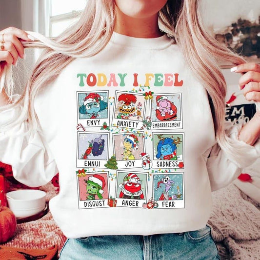 Christmas Inside Out Today I Feel Shirt, Inside Out Shirt, Mental Health Shirt, Emotion Team Tee, Family Vacation Matching, Christmas Light