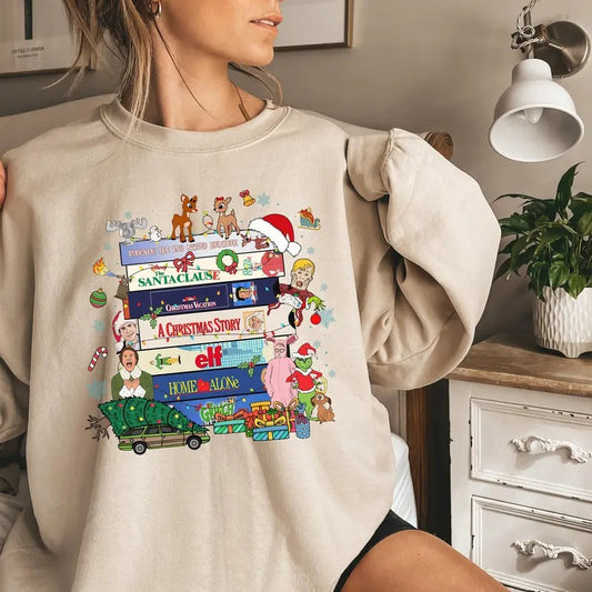 Christmas Movie Watching Sweatshirts,Christmas Movies Shirt,Holiday Spirit Shirts,New Year Shirt, Christmas Crew ,Xmas Tee,Retro Xmas shirt Soft Cotton Shirt, Christmas Gift Idea, Gift For Him, Gift For Her