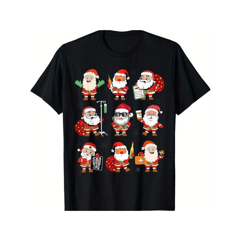 Christmas Nurse Squad, Nurse Santa Claus, Xmas Nurse Crew T-Shirt for Men Women, Christmas Halloween New year Thanksgiving day Gift for Men Women Dad Mom Friend, Unisex Soft Fabric 100% cotton Black Tee Made in USA