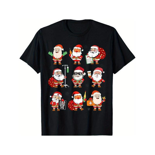 Christmas Nurse Squad, Nurse Santa Claus, Xmas Nurse Crew T-Shirt for Men Women, Christmas Halloween New year Thanksgiving day Gift for Men Women Dad Mom Friend, Unisex Soft Fabric 100% cotton Black Tee Made in USA