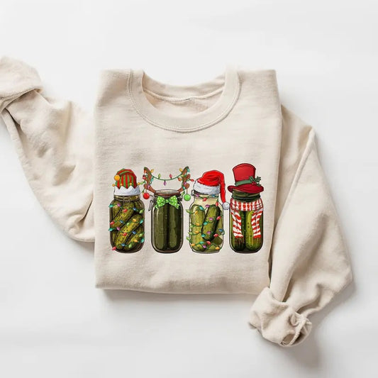 Christmas Pickle Sweatshirt, Canned Pickles Christmas Sweater, Pickle Lover Shirt, Christmas Pickle Jar Sweater, Canning Season Shirt, Winter Holiday Shirt