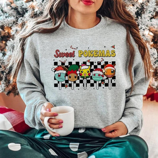 Christmas Pokemon Sweatshirt, Christmas Shirts for Anime Lovers, 90's Pokemon Lovers Christmas SweatShirt, Pokémon Christmas Sweatshirt, Bulbasaur Christmas Shirt, Pikachu Christmas, Charizard Christmas Sweatshirt