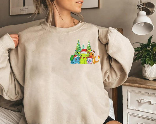 Christmas Pokemon Sweatshirt, Christmas Shirts for Anime Lovers, 90's Pokemon Lovers Christmas SweatShirt, Pokémon Christmas Sweatshirt, Bulbasaur Christmas Shirt, Pikachu Christmas, Charizard Christmas Sweatshirtstyle{n002}2