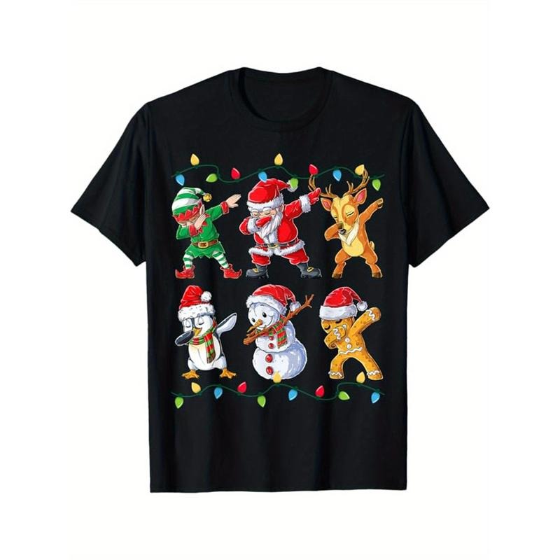 Christmas Print Men's Cotton Top, Casual Short Sleeve Crew Neck T-shirt, Men's Clothing For Outdoor made in usastyle{n002}4