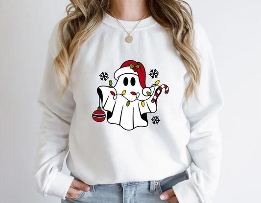 Christmas Santa Sweatshirts, Ghost Santa Hoodie, Cute Christmas Sweatshirt, Merry Christmas Sweatshirt, Xmas Holiday Gift, Ghost Sweatshirts