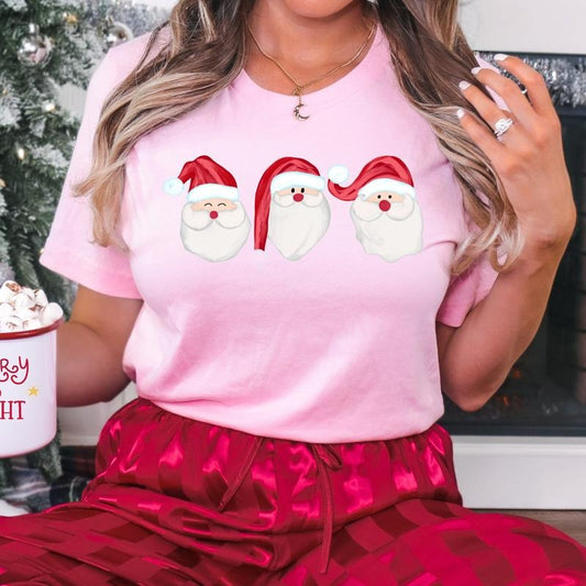 Christmas T-shirt pink Santa shirt snow festive xmas tee Santa Pink Tshirt nutcracker  Reindeer Pastel T-shirt Christmas tree Holiday Tee Christmas Pastel Tshirt Gift Santa Tee Mama Top Womenswear Casual