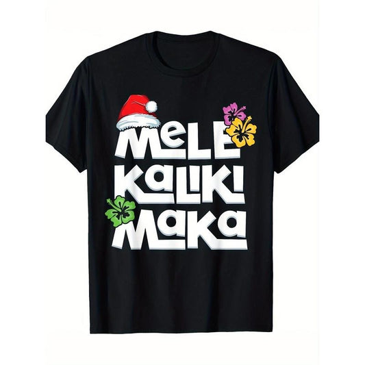 Christmas T-shirt, Hawaii Santa T-shirt, preferred high-quality cotton, illustrated printed T-shirt, DIY multi-purpose goods, spring, summer, autumn and winter, best gift ideas for Halloween, Christmas, Thanksgiving Made in USA