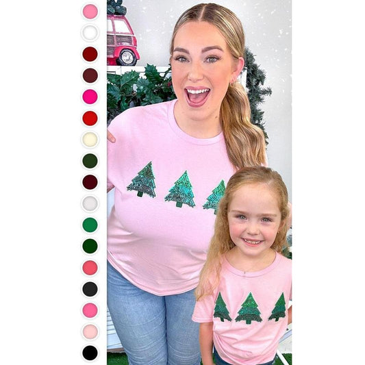Christmas Tree Sparkle Sequin Graphic T-Shirt