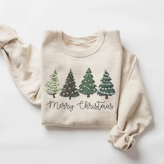 Christmas Trees Sweatshirt, Merry Christmas Sweatshirt, Holiday Sweater, Womens Holiday Sweatshirt, Christmas Shirt