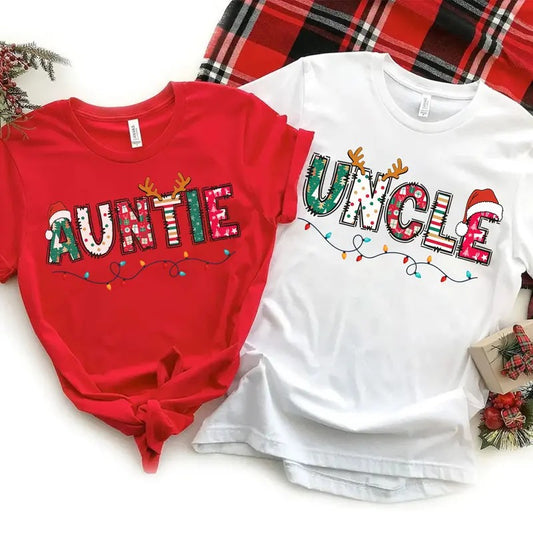 Christmas Uncle Auntie T-shirt, Christmas Gift for Aunt Uncle Gift, Christmas Family Shirt, Christmas Matching Tee Comfort Fabric