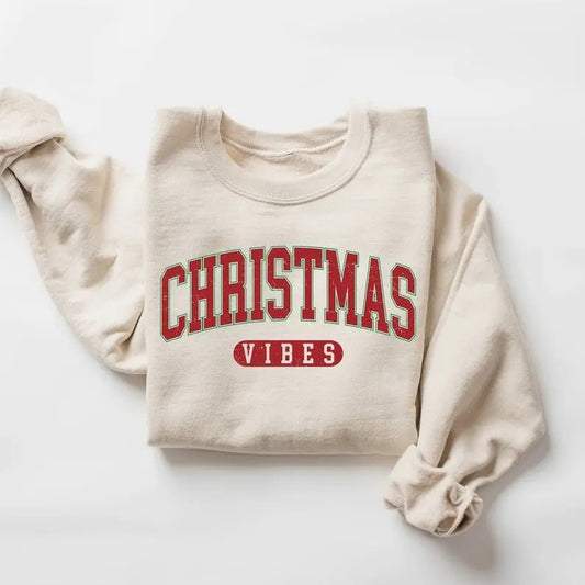 Christmas Vibes Sweatshirt, Womens Christmas Sweatshirt, Holiday Sweater, Cute Christmas Sweatshirt, Christmas Gift, Winter Shirtstyle{n002}2