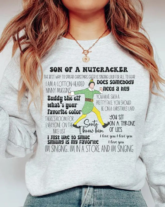 Christmas elf sweatshirt, elf sweatshirt, plus size Christmas, 2023 happy Christmas, holiday crew neck, girly Christmas, cotton-headed ninny Christmas Gift Idea 2024, Gift For Him, Gift For Her