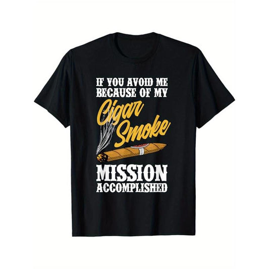 Cigar And Whiskey Print Men's Cotton Round Neck Print Tee, Short-Sleeve Comfy T-Shirt, Loose Casual Top, Men's Clothing As Gifts made in usastyle{n002}3