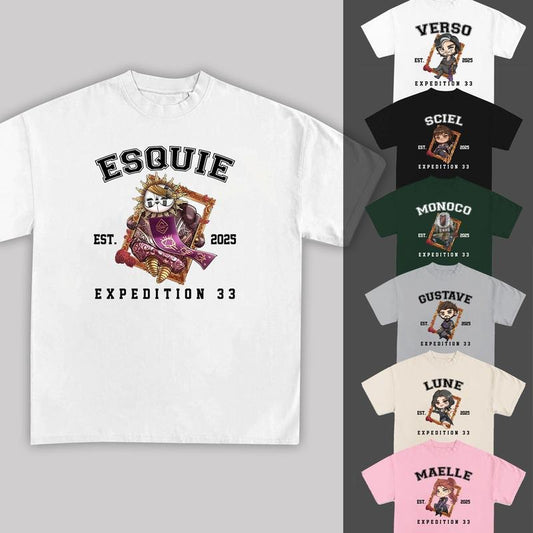 Clair Obscur Expedition 33 EST Shirt, Esquie, sciel, maelle, lune, Gustave, verso, Monoco, Gamer Gift, Video Game shirt, Unisex Gamer Tee Menswear