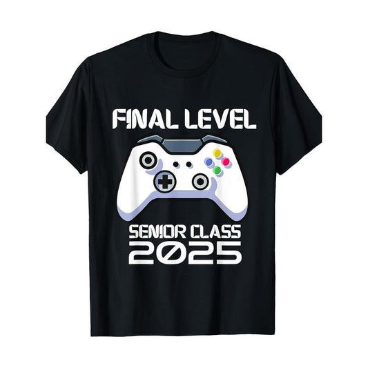Class Of 2025 Senior Video Game Final Level School Gamer T-Shirt 100%cotton 100%cotton - 220g made in usa
