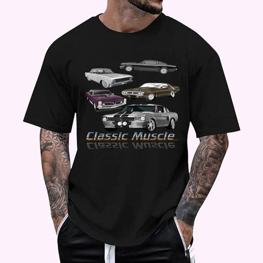 Classic American Muscle Cars Novelty T-Shirt , Unisex Cotton 100%, Top Menswear
