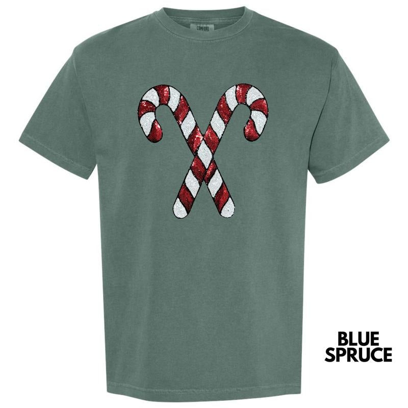 Classic Candy Cane Sequin Patch Comfort Colors T-Shirt