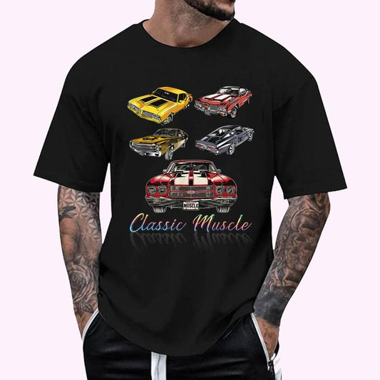 Classic Car American Muscle Cars Novelty T-Shirt , Unisex Cotton 100%, Top Menswear